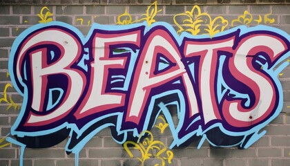 Naklejka premium Vibrant 'Beats' Street Art Graffiti Mural