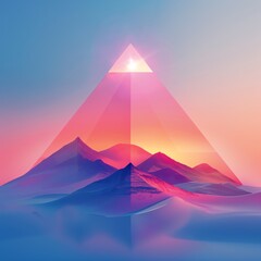 Pyramid Abstract background A 3D shape with a polygon base and triangular faces that meet at a vertex