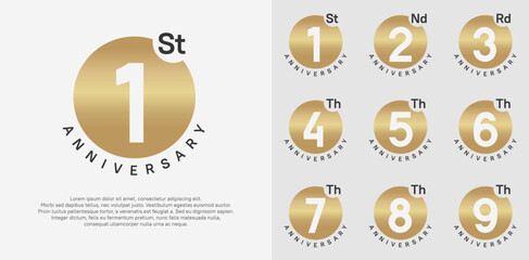 anniversary logotype vector set with gold color circle can be use for celebration moment