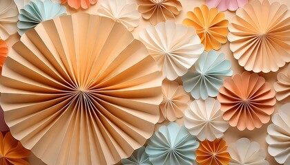 Colorful Pastel Paper Flower Decorations Backdrop