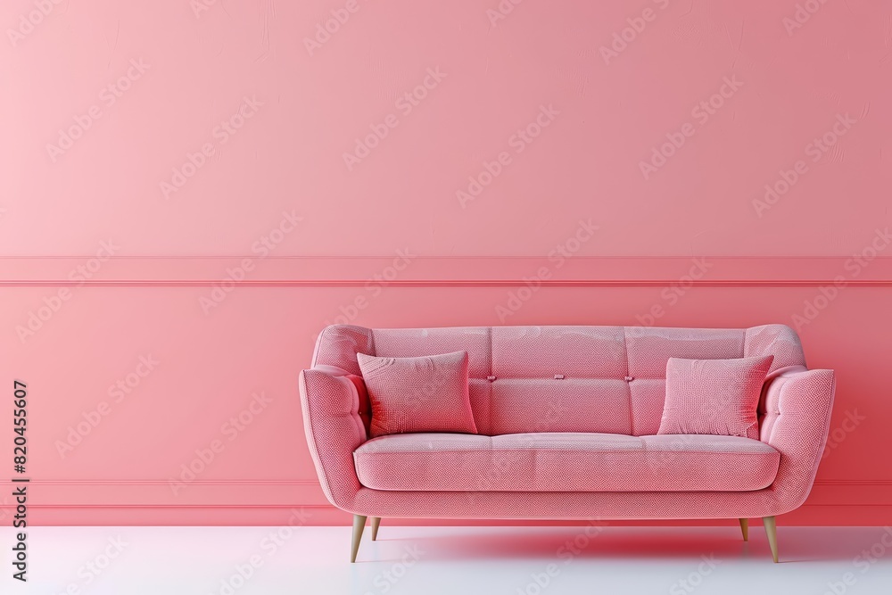 Aufkleber a stylish sofa on a solid color backdrop with ample copy space