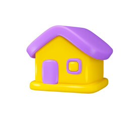 House vector 3d icon. Home simple cartoon illustration, isolated on white background. Cute toy with roof, window and door