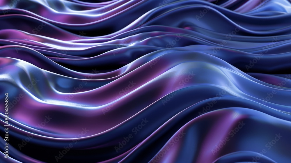 Aufkleber abstract 3d image of digital waves in blue and purple shades captured with wide-angle lens. high-sat
