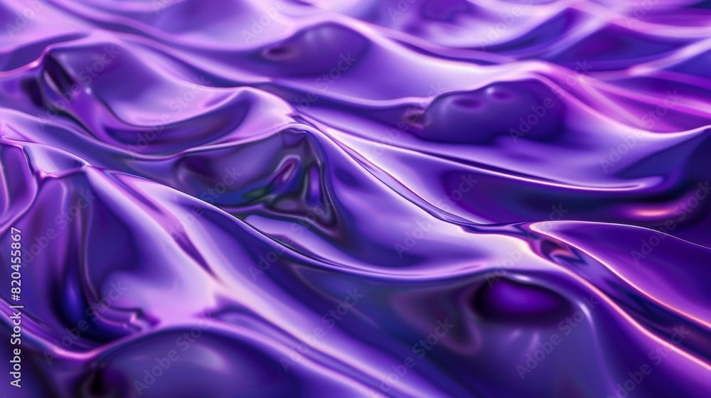 Poster abstract 3d image of digital waves in blue and purple shades captured with wide-angle lens. high-sat