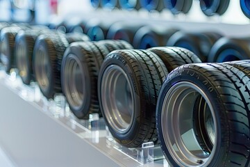 Racing motorcycle tires isolated against a plain white surface.