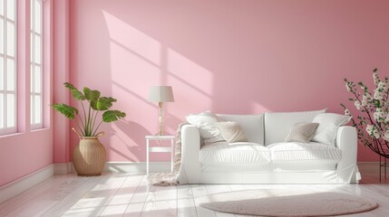 Elegant Bedroom with Soft Pink Walls and Classic Decor, Ideal for Relaxing and Stylish Sleeping Quarters