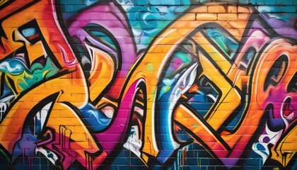 Vibrant Street Art Graffiti on Brick Wall
