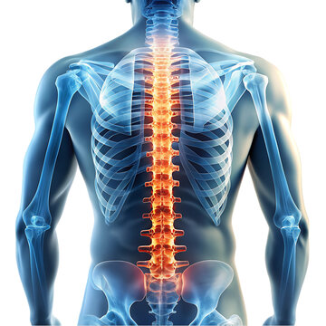 human backbone in x ray back pain transparent background