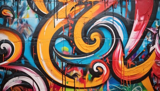 Vibrant Colorful Street Art Graffiti Mural