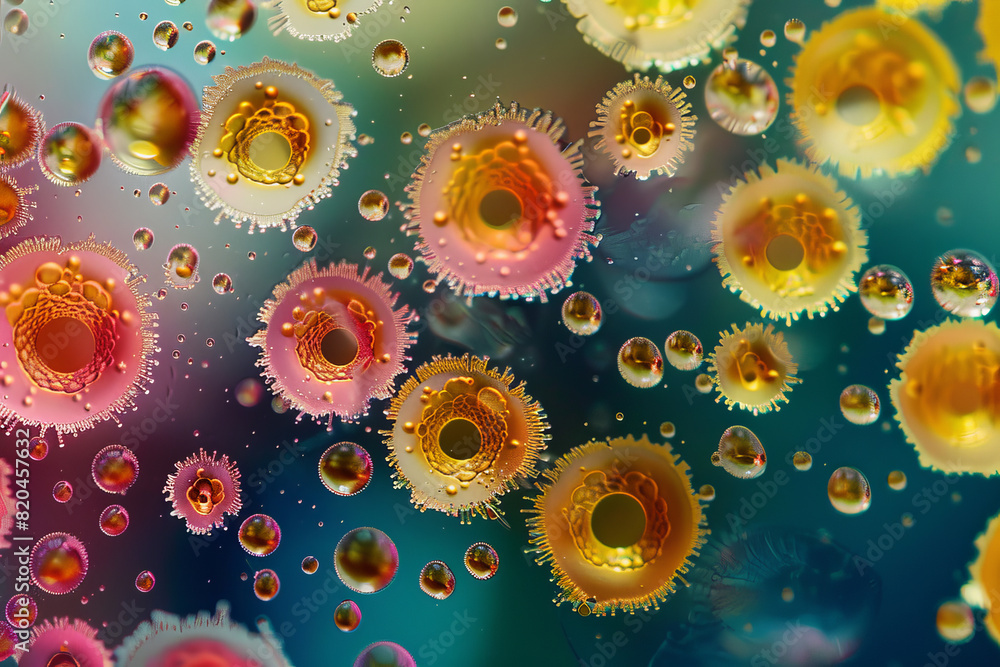 Poster a colorful image of many small bubbles with a blue background