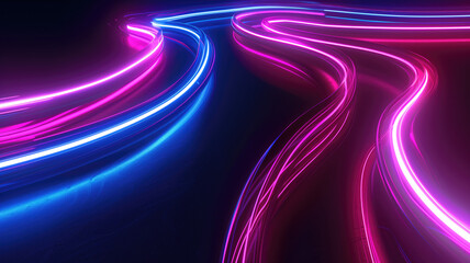 3d render, abstract futuristic neon background with glowing ascending lines. Fantastic wallpaper Generative AI
