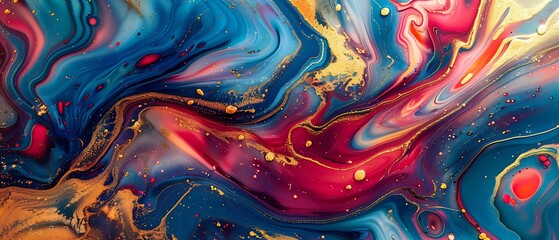 Obraz premium Liquid Gold: Abstract Colorful Marble Swirls with Luxurious Golden Waves on Shimmering Background
