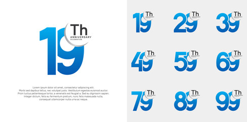 anniversary vector set with blue color can be use for special day celebration