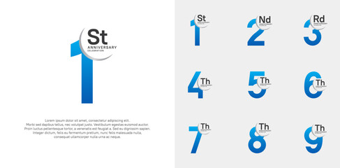 anniversary vector set with blue color can be use for special day celebration
