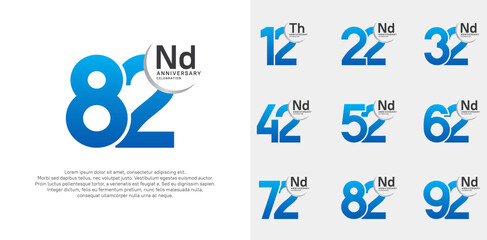 anniversary vector set with blue color can be use for special day celebration