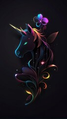 3D Logo Minimalistic Unicorn with high detail and electromagnetic spectrum