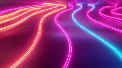 3d Render Abstract Background With Colorful Neon Line