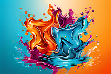 splash paint, blue orange