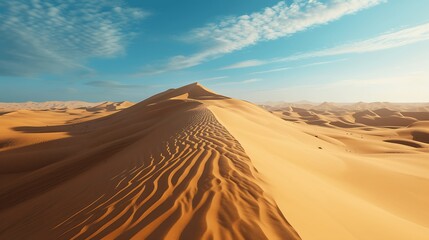 Beautiful view of the desert covered with wind-swept sand. Generative AI