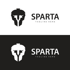 Spartan logo, barbarian warrior badge design simple silhouette spartan war helmet vector