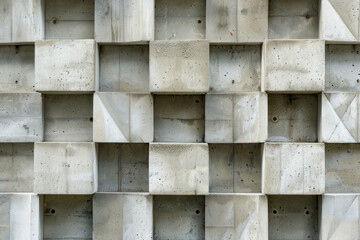 Geometric square concrete shapes on a wall pattern for background 