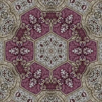 Mixed motifs made carpet design. Combined creation of rug inspired from persian, turkish, modern, antique, vintage, retro art elements. Oriental print design for border, frame, wall covering, wrapper