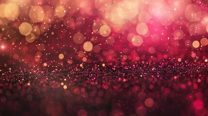 Vibrant New Year's Eve Fireworks Display in Gold and Dark Red with Bokeh Effect - Abstract Holiday Background with Copy Space, AI Generative Concept