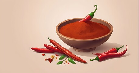isolated on soft background with copy space chili spice concept, illustration