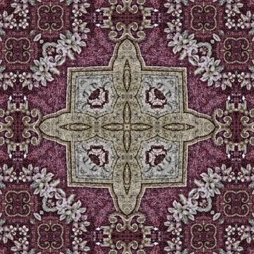 Mixed motifs made carpet design. Combined creation of rug inspired from persian, turkish, modern, antique, vintage, retro art elements. Oriental print design for border, frame, wall covering, wrapper