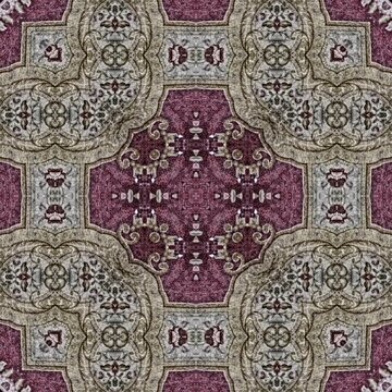 Mixed motifs made carpet design. Combined creation of rug inspired from persian, turkish, modern, antique, vintage, retro art elements. Oriental print design for border, frame, wall covering, wrapper
