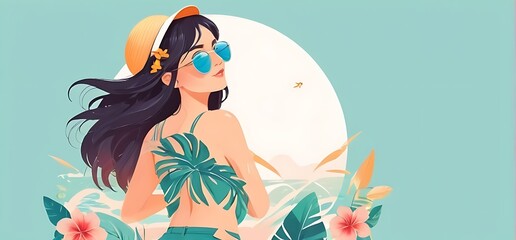isolated on soft background with copy space Summer concept, illustration
