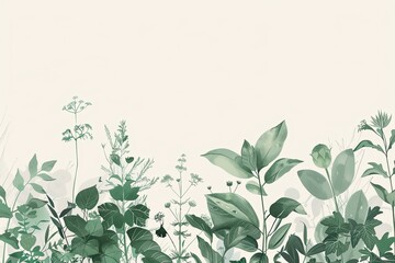 Simplified design with leafy line illustrations - sunny foliage theme