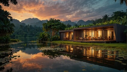 Fototapeta premium modern loft wooden dream house