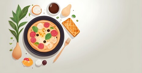 isolated on soft background with copy space Food concept, illustration