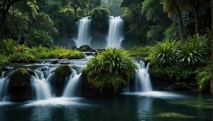 Obraz premium A beautifully serene and majestic floating island is depicted in this image