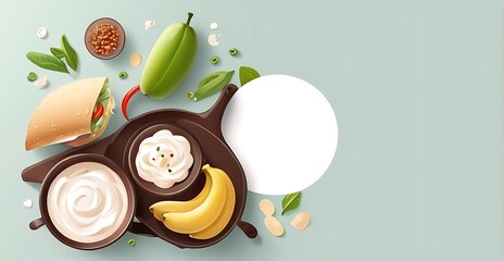 isolated on soft background with copy space Food concept, illustration.
