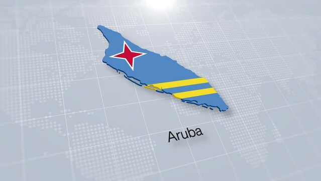 Aruba map presentation. 3d rendering Aruba map displayed on a modern clean white background.