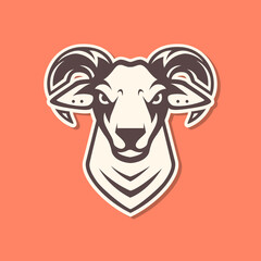 goat male rounded horn livestock mountain cattle modern mascot character cartoon sticker colorful logo design vector icon illustration