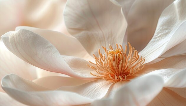 Magnolia Flower Close-Up, Zoom in on the intricate details of a single magnolia flower. Highlight the velvety texture of the petals, the subtle variations in color, and the elegant shape of the bloom