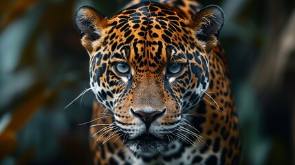 Fototapeta premium Close-up of exotic jaguar displaying fierce expression