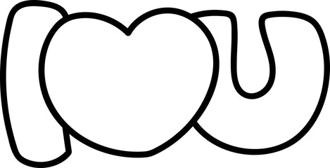 Hand drawn I love you text element vector
