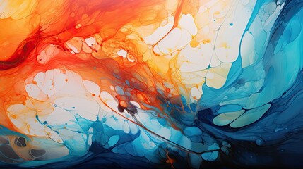 Abstract swirls of colorful paint on canvas