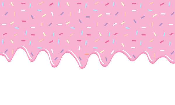 topping icing for sprinkling on sweet melting  in various colors. Beautiful colorful and seamless with pink backdrop. copy space with tranparent background png