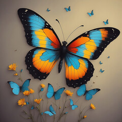 Illustration of Beautiful and Colorful Butterfly with various background. Art Butterfly Paintings.