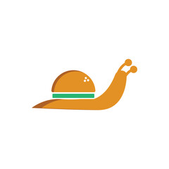 snail burger logo design vector illustration.