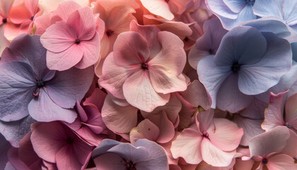 Hydrangea Bouquet in Pastel Tones Explanation, This prompt suggests capturing a bouquet of hydrangeas arranged in soft, pastel colors