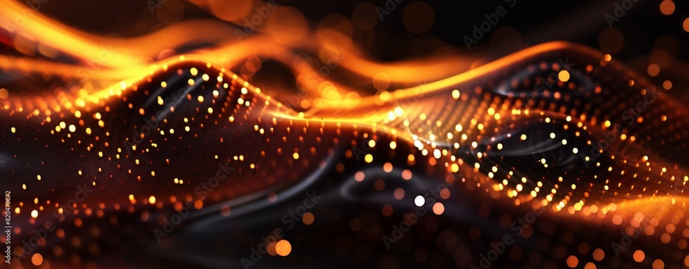 Aufkleber abstract background with a wave of dots and lines, a dark gradient color, flowing