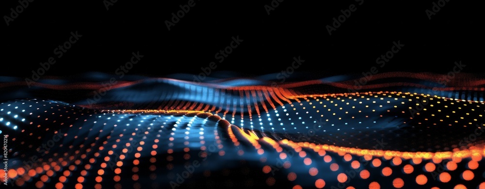 Aufkleber abstract background with a wave of dots and lines, a dark gradient color, flowing