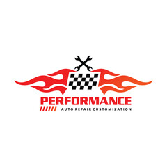 performance logo - auto repair logo fire design template