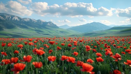 Vivid Poppy Fields, Capture the breathtaking beauty of vast poppy fields in full bloom